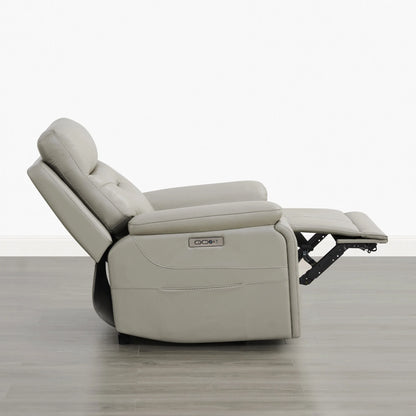 Hamish Genuine Leather Lay-Flat Power Recliner with LED Lighting