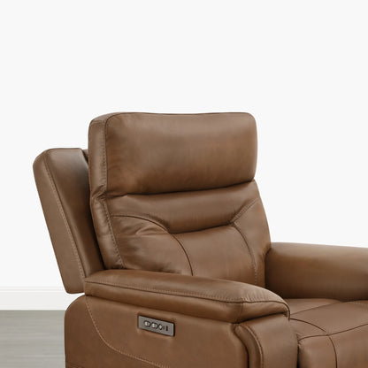 Hamish Genuine Leather Lay-Flat Power Recliner with LED Lighting