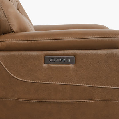 Hamish Genuine Leather Lay-Flat Power Recliner with LED Lighting