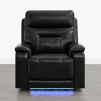 Hamish Genuine Leather Lay-Flat Power Recliner with LED Lighting