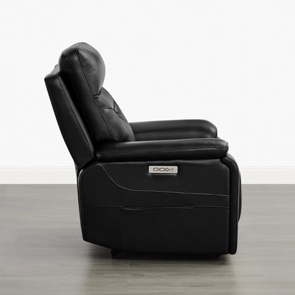 Hamish Genuine Leather Lay-Flat Power Recliner with LED Lighting