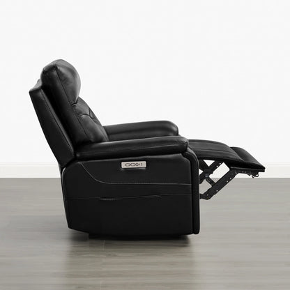 Hamish Genuine Leather Lay-Flat Power Recliner with LED Lighting