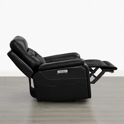 Hamish Genuine Leather Lay-Flat Power Recliner with LED Lighting