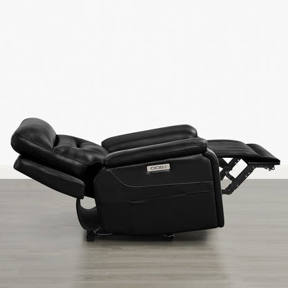 Hamish Genuine Leather Lay-Flat Power Recliner with LED Lighting