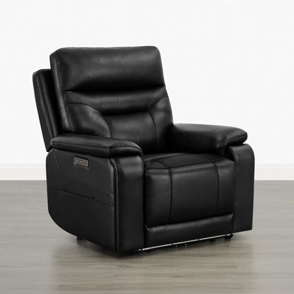Hamish Genuine Leather Lay-Flat Power Recliner with LED Lighting