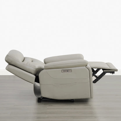 Hamish Genuine Leather Lay-Flat Power Recliner with LED Lighting