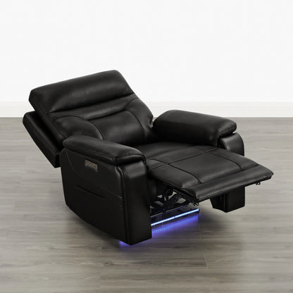 Hamish Genuine Leather Lay-Flat Power Recliner with LED Lighting
