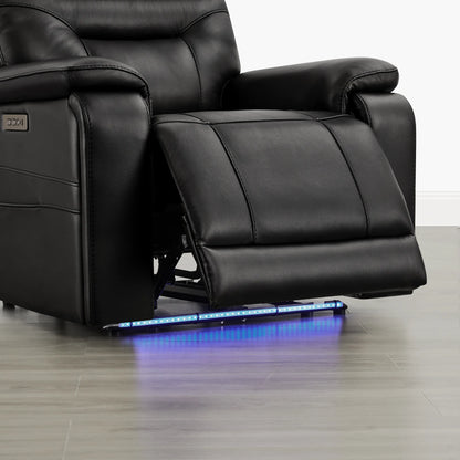 Hamish Genuine Leather Lay-Flat Power Recliner with LED Lighting