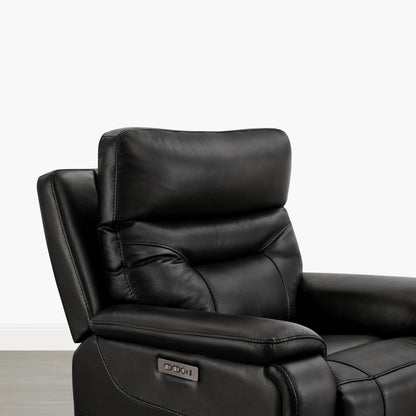 Hamish Genuine Leather Lay-Flat Power Recliner with LED Lighting