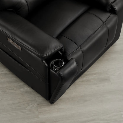 Hamish Genuine Leather Lay-Flat Power Recliner with LED Lighting
