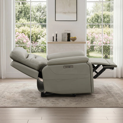 Hamish Genuine Leather Lay-Flat Power Recliner with LED Lighting
