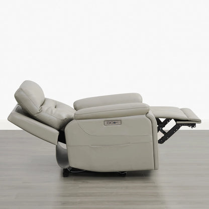Hamish Genuine Leather Lay-Flat Power Recliner with LED Lighting