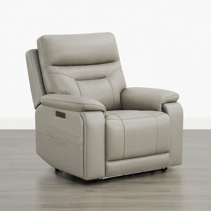 Hamish Genuine Leather Lay-Flat Power Recliner with LED Lighting