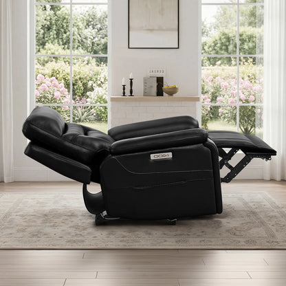 Hamish Genuine Leather Lay-Flat Power Recliner with LED Lighting