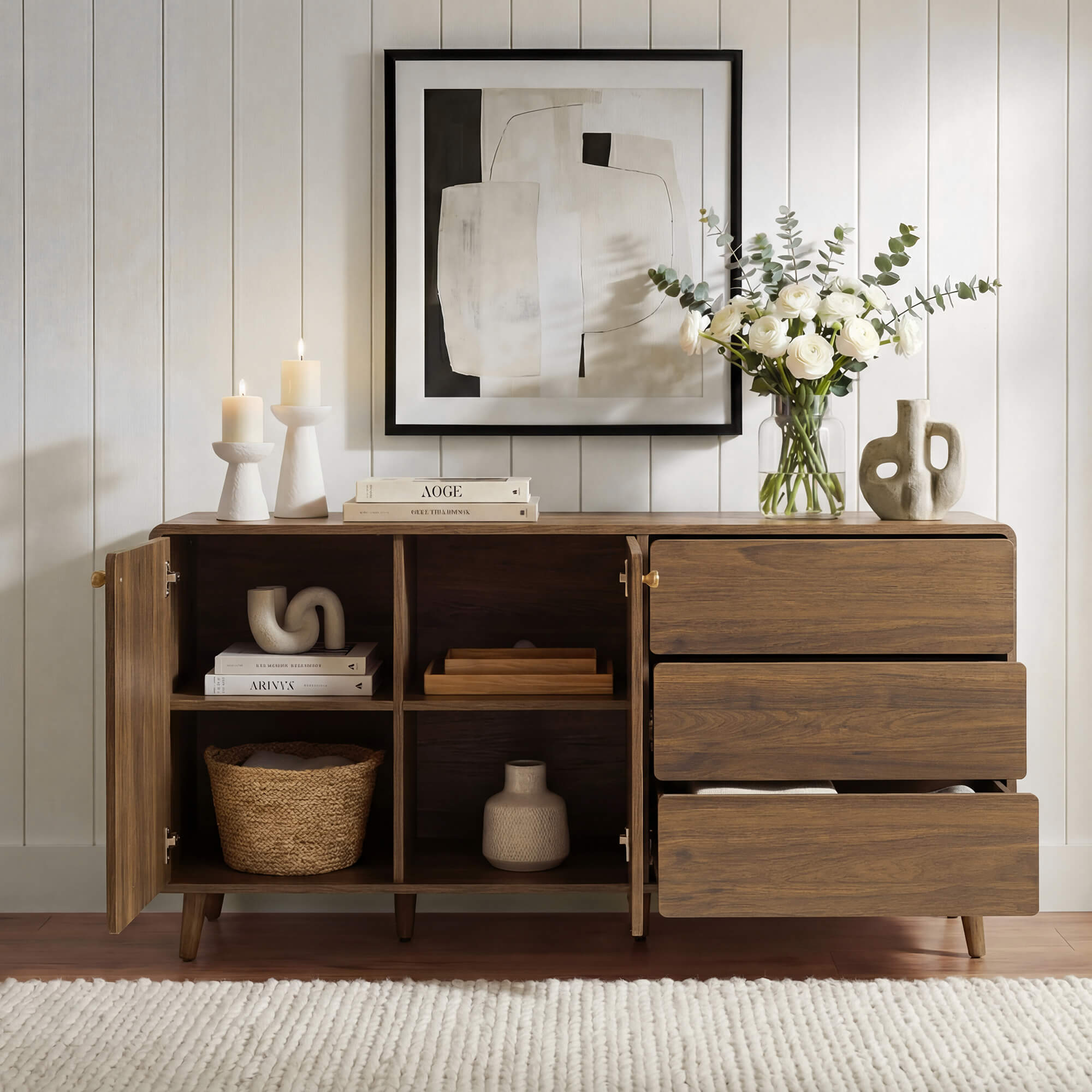 58” Hudson Mid-century Arc-Shaped Sideboard