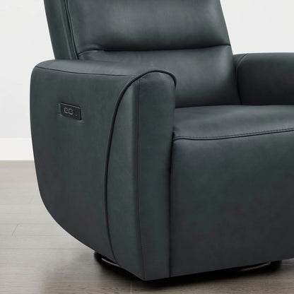 Ineke Genuine Leather Swivel Glider Power Recliner with Power Headrest