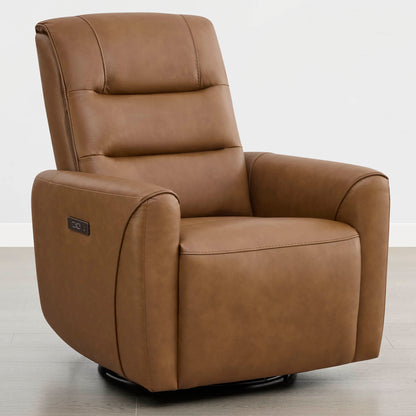 Ineke Genuine Leather Swivel Glider Power Recliner with Power Headrest