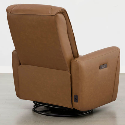 Ineke Genuine Leather Swivel Glider Power Recliner with Power Headrest