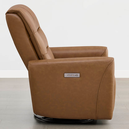 Ineke Genuine Leather Swivel Glider Power Recliner with Power Headrest