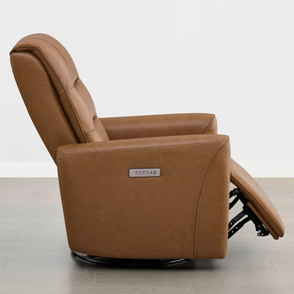 Ineke Genuine Leather Swivel Glider Power Recliner with Power Headrest