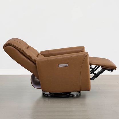 Ineke Genuine Leather Swivel Glider Power Recliner with Power Headrest