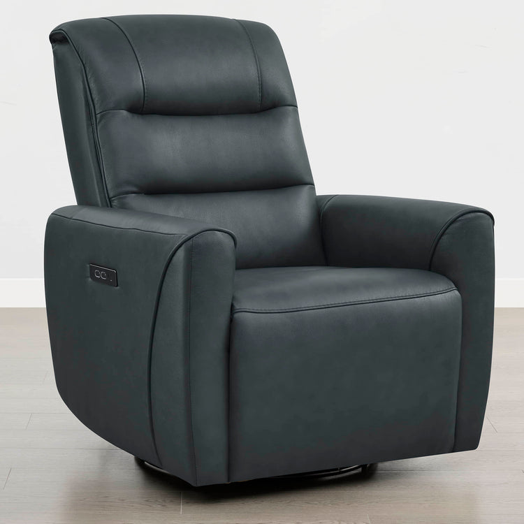 Ineke Genuine Leather Swivel Glider Power Recliner with Power Headrest