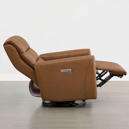 Ineke Genuine Leather Swivel Glider Power Recliner with Power Headrest