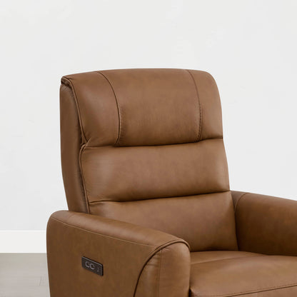 Ineke Genuine Leather Swivel Glider Power Recliner with Power Headrest