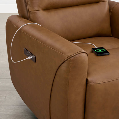 Ineke Genuine Leather Swivel Glider Power Recliner with Power Headrest