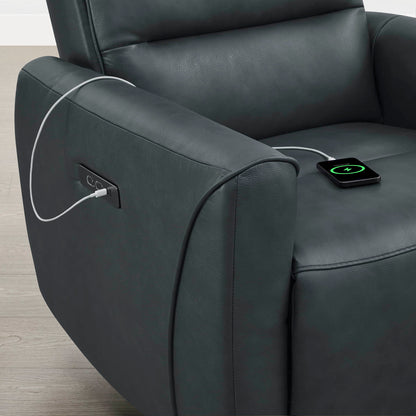 Ineke Genuine Leather Swivel Glider Power Recliner with Power Headrest