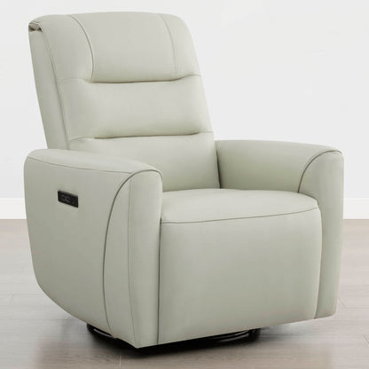 Ineke Genuine Leather Swivel Glider Power Recliner with Power Headrest