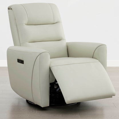 Ineke Genuine Leather Swivel Glider Power Recliner with Power Headrest
