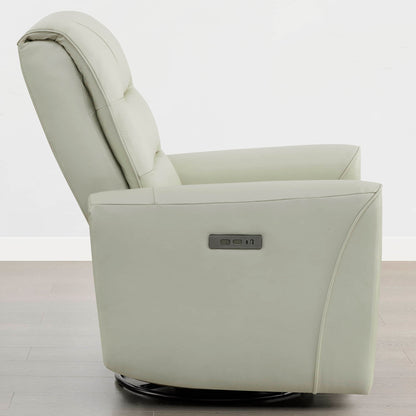 Ineke Genuine Leather Swivel Glider Power Recliner with Power Headrest