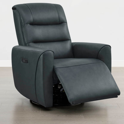 Ineke Genuine Leather Swivel Glider Power Recliner with Power Headrest