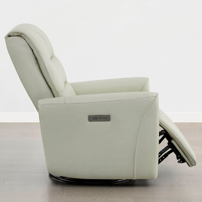 Ineke Genuine Leather Swivel Glider Power Recliner with Power Headrest