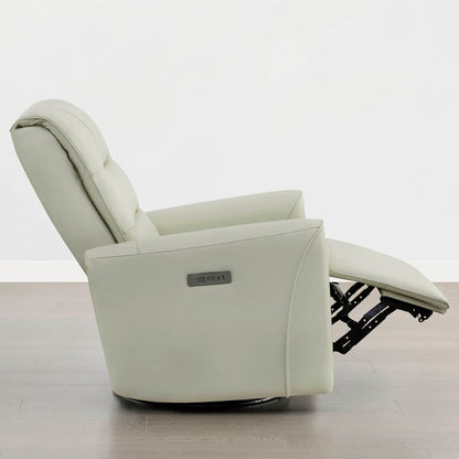Ineke Genuine Leather Swivel Glider Power Recliner with Power Headrest