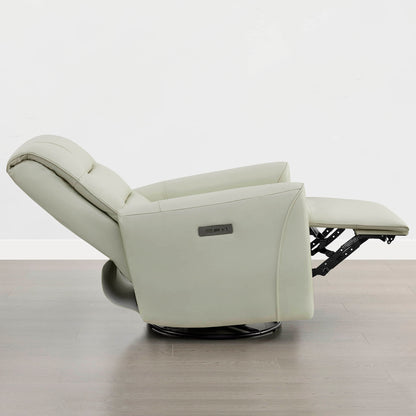 Ineke Genuine Leather Swivel Glider Power Recliner with Power Headrest
