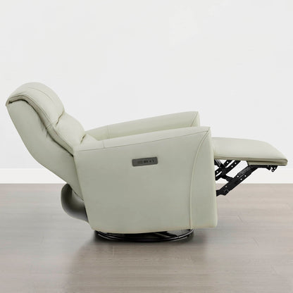 Ineke Genuine Leather Swivel Glider Power Recliner with Power Headrest