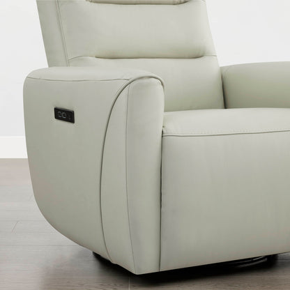 Ineke Genuine Leather Swivel Glider Power Recliner with Power Headrest