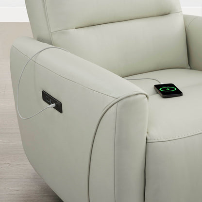 Ineke Genuine Leather Swivel Glider Power Recliner with Power Headrest