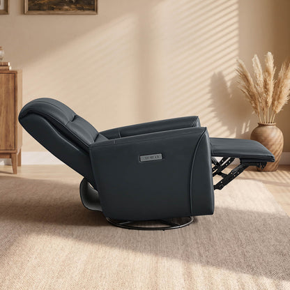 Ineke Genuine Leather Swivel Glider Power Recliner with Power Headrest