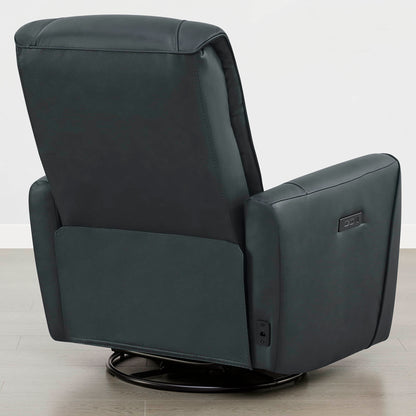 Ineke Genuine Leather Swivel Glider Power Recliner with Power Headrest