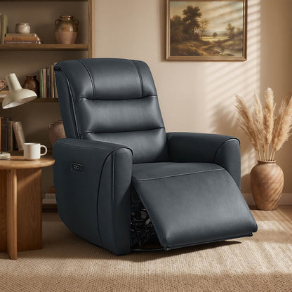 Ineke Genuine Leather Swivel Glider Power Recliner with Power Headrest