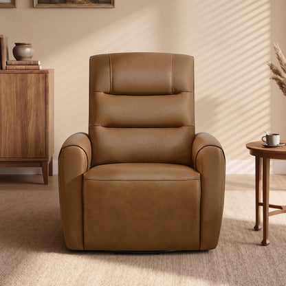 Ineke Genuine Leather Swivel Glider Power Recliner with Power Headrest
