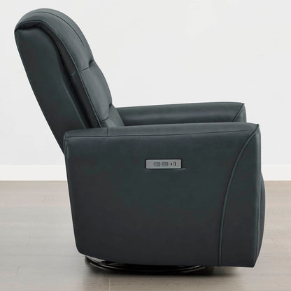 Ineke Genuine Leather Swivel Glider Power Recliner with Power Headrest