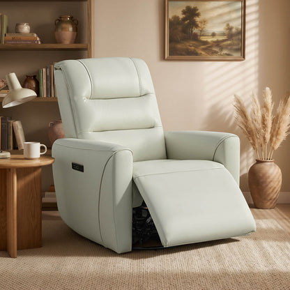Ineke Genuine Leather Swivel Glider Power Recliner with Power Headrest