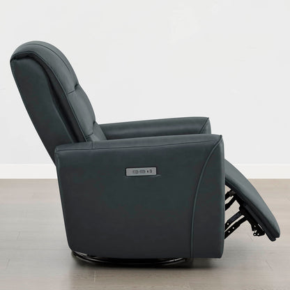 Ineke Genuine Leather Swivel Glider Power Recliner with Power Headrest