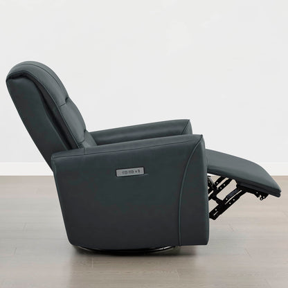 Ineke Genuine Leather Swivel Glider Power Recliner with Power Headrest