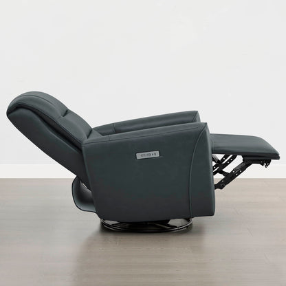 Ineke Genuine Leather Swivel Glider Power Recliner with Power Headrest