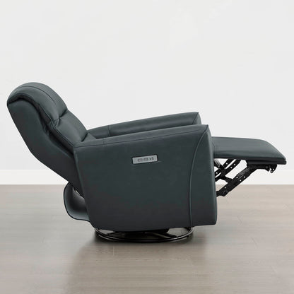 Ineke Genuine Leather Swivel Glider Power Recliner with Power Headrest